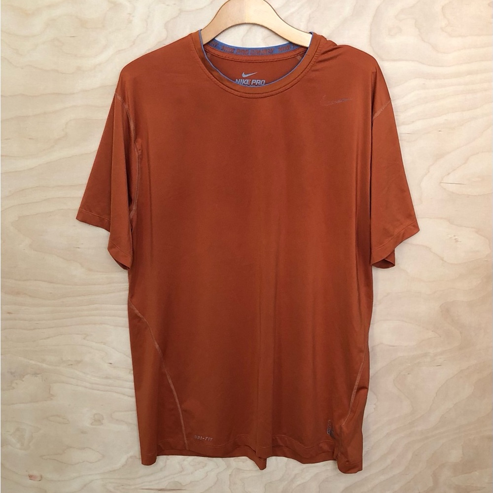 Nike Pro Short Sleeve Tee Orange Activewear Men Size XL/TG.
